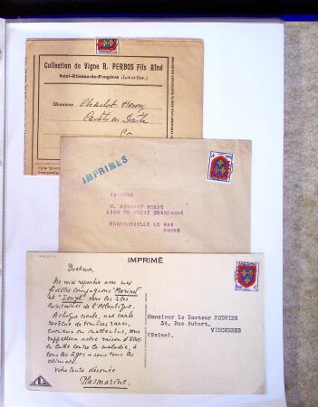 1930-1953 Classeur Bleu contenant envions 60/80 lettres