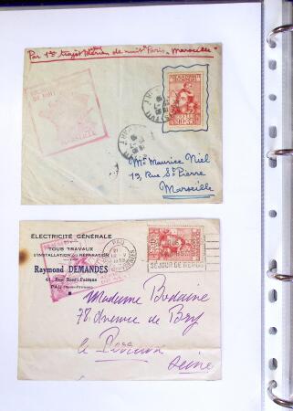 1930-1953 Classeur Bleu contenant envions 60/80 lettres