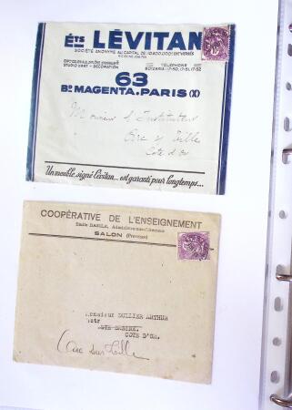 1930-1953 Classeur Bleu contenant envions 60/80 lettres