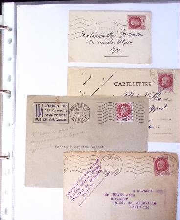 1941-1946 Classeur blanc contenant environs 300 plis