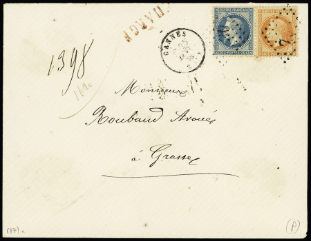 N°29B +30 sur lettre Chargée de Cannes (Alpes maritimes)