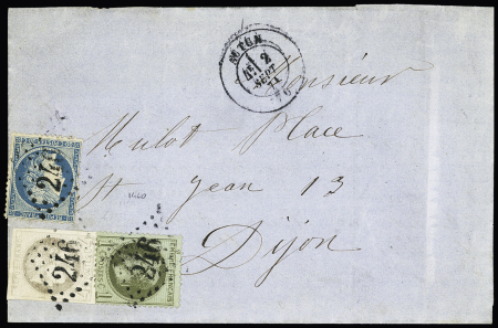 N°25+41B+37 obl. GC 246 sur lettre d'Autun 02.09.1871