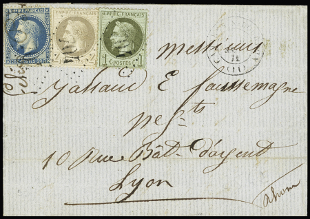 N°25+27B+29B obl. GC 704 sur lettre de Camares-Bourdon