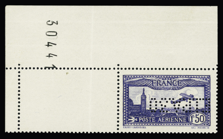 N°6c 1f50 outremer avec perforation EIPA30 renversée,