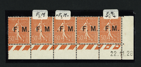 N°6+6a+6b+6+6c en bande de cinq cdf daté 22.11.26,