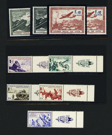 N°1 à 10 Tous les timbres de la LVF avec le Bloc