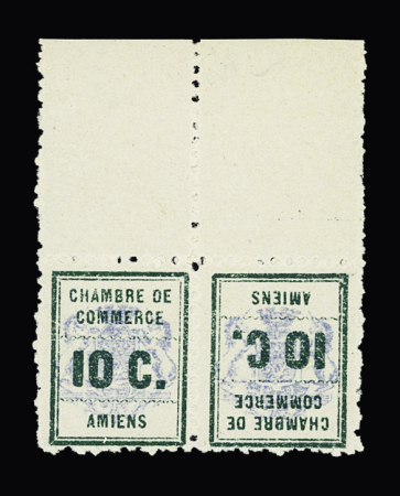 N°1b 10c vert et outremer, paire tête-bêche, bdf,