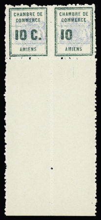 N°1a 10c vert et outremer, variété sans "c" tenant