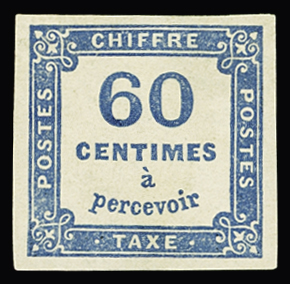 N°9 60c bleu, neuf **, TTB (cote pour *)