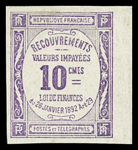 N°44a 10c violet, non dentelé, neuf **, TTB