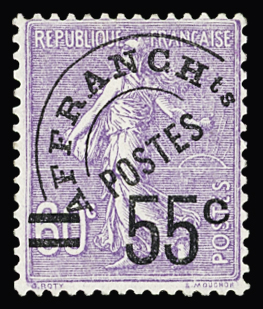 N°47 55 sur 60c violet, neuf **, TB