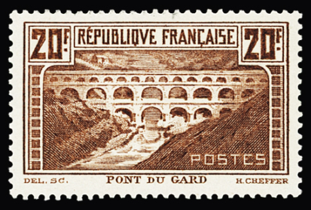 N°262A 20f Pont du Gard, Type I, parier opaque, neuf