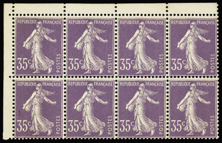 N°136 35c violet clair, Type IIA, en bloc de 8 cdf,