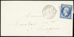 N°22 OBL GC 3304 + CAD T15 "Sarrebourg boite mobile" (4 aout 1866) sur lettre datée d'Abreschwiller. RRR et TB. Certificat RHP