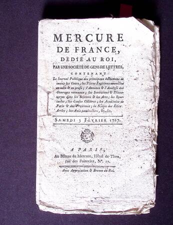 Mercure de France du 3 février 1787, avec arrêt du