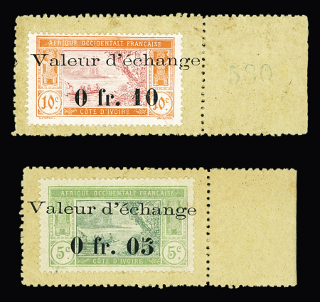 N°48, 45 et 44 collé sur papier carton avec surcharge