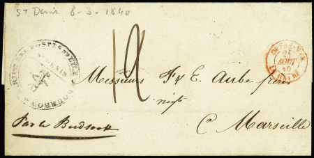 Lettre de Saint Denis (8.3.1840) pour Marseille avec