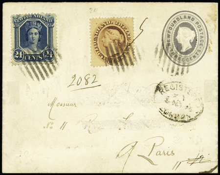 1896 3c grey postal stationery envelope with addtional