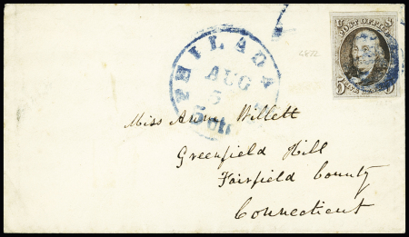 1847 5c Red-brown on bluish, good to large margins