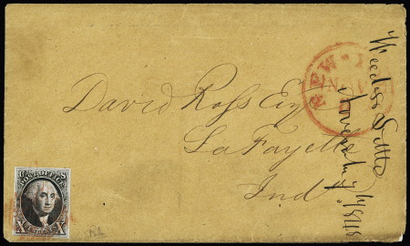 1847 10c Black on bluish, clear to good margins, rich