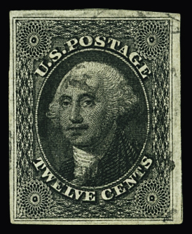 1856 12c Black, large margins and fresh deep shade,
