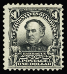 1902-03 Farragut $1 Black, light hinge trace, fresh