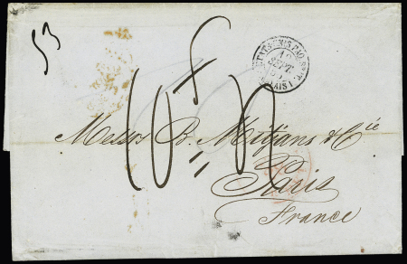 1835-76, Five pre-stamp folded covers, all addressed