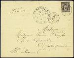 N°97 OBL CAD "Shang Haï Chine" (1897) , à côté grand cad chinois "Peking" sur lettre pour la France avec au verso grand CAD de Shangaï. TB