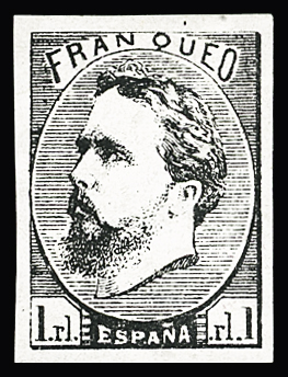 1873 Carlos VII 1real, proof in black, with original