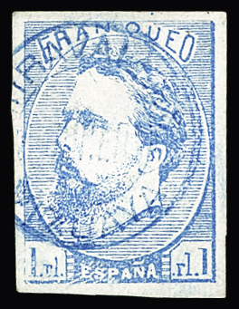 1873 Carlos VII 1real blue, used with blue MIRAVALLES