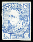 1873 Carlos VII 1real blue, used with blue MIRAVALLES