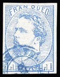 1873 Carlos VII 1real blue: three used examples showing