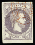 1874 Carlos VII 1real blue, proof on gummed paper,