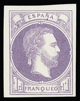 1874 Carlos VII 1real violet, mint, fresh and fine
