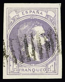 1874 Carlos VII 1real violet, used with black oval
