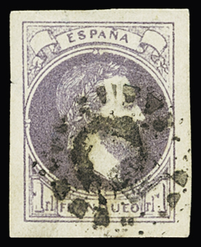 1874 Carlos VII 1real violet, three used examples with