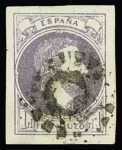 1874 Carlos VII 1real violet, three used examples with