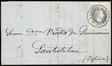 1874 Carlos VII 1real violet (filing crease) tied by