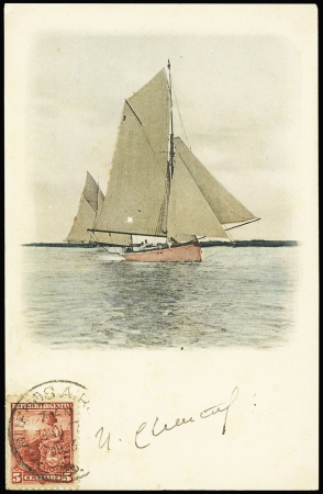 1903 Carte postale peinte à l'aquarelle et montrant