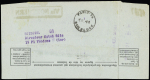 Télégramme bleu de Gérald Taylor "Victor expédition Northern" (6 aout 49) adressé à ses parents à l'Hotel Ritz (29 oct 49). RR et TB