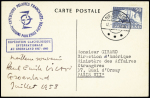 Groenland n°24 OBL CAD "Sdr Stromfjord" (12.7.1958) sur CP Samivel avec cachet rect bleu "Expédition glaciologique internationale au Groenland 1957 - 1960" et signature PEV. TB