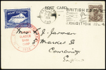 Expédition anglaise de l'Everest 1924. 3 cartes postales avec vignette bleue "Mount Everest expédition" et cachet rouge "Rongbuk glacier camp" + 14 CP de l'expédition de 1922 + 12 chromos de l'expédition Sven Hédin 