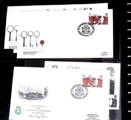 BADMINTON: Specialised collection in four deluxe albums with vignettes, cancellations, postcards, etc. very fine