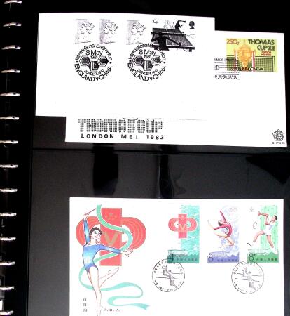 BADMINTON: Specialised collection in four deluxe albums with vignettes, cancellations, postcards, etc. very fine