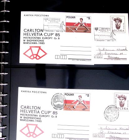 BADMINTON: Specialised collection in four deluxe albums with vignettes, cancellations, postcards, etc. very fine