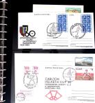 BADMINTON: Specialised collection in four deluxe albums with vignettes, cancellations, postcards, etc. very fine