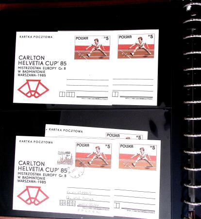 BADMINTON: Specialised collection in four deluxe albums with vignettes, cancellations, postcards, etc. very fine