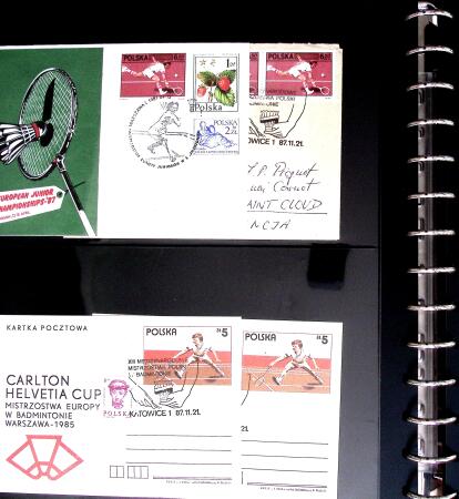 BADMINTON: Specialised collection in four deluxe albums with vignettes, cancellations, postcards, etc. very fine