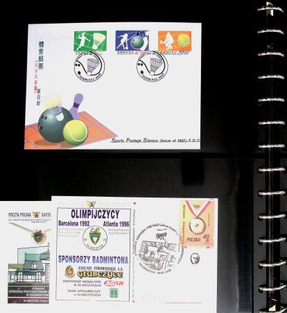 BADMINTON: Specialised collection in four deluxe albums with vignettes, cancellations, postcards, etc. very fine