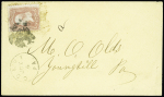 1867 3c Rose, Grill E, cancelled by clear strike of